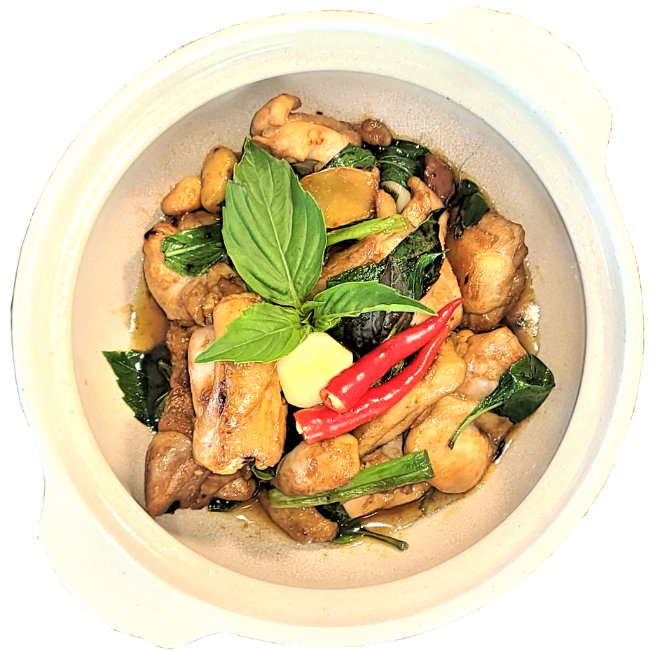 stir-fry chicken with basil & garlic 塔香三杯雞飯 with rice and 1 drink 附飯及一瓶飲料, 赤焱 Red Flame